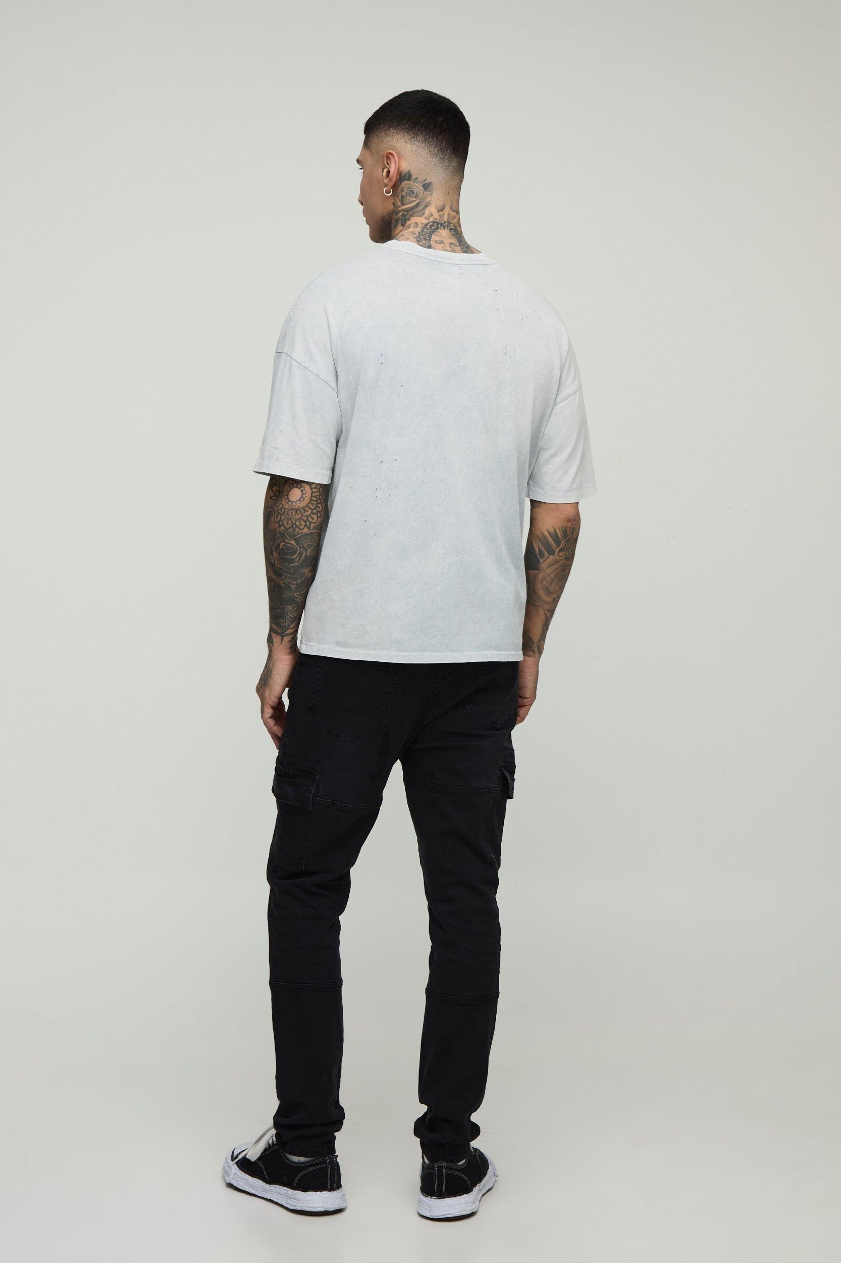 Tall Seam Detail Cargo Slim Fit Jeans | boohooMAN USA Product Image