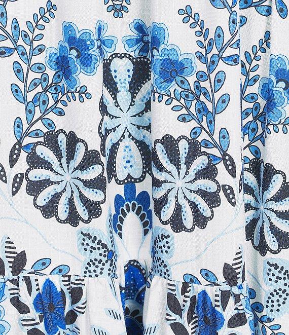 A Loves A Floral Woven Spaghetti Strap Square Neck Shift Flounce Midi Dress Product Image