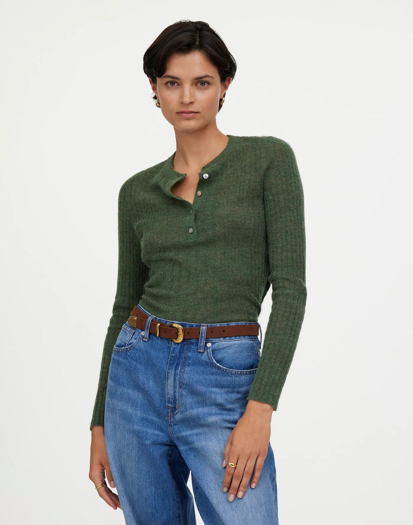 Alpaca-Blend Henley Sweater Product Image