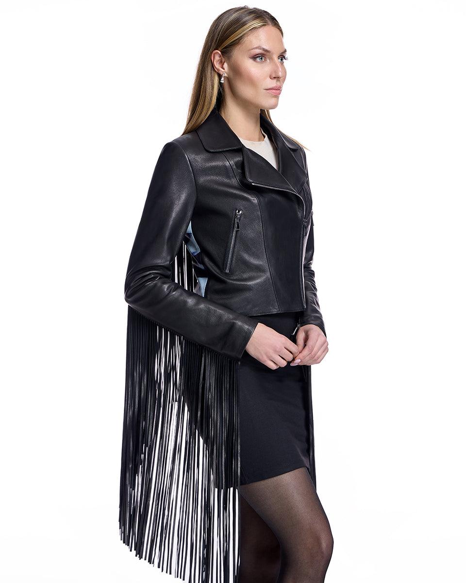 Leather Jacket with Fringes Product Image