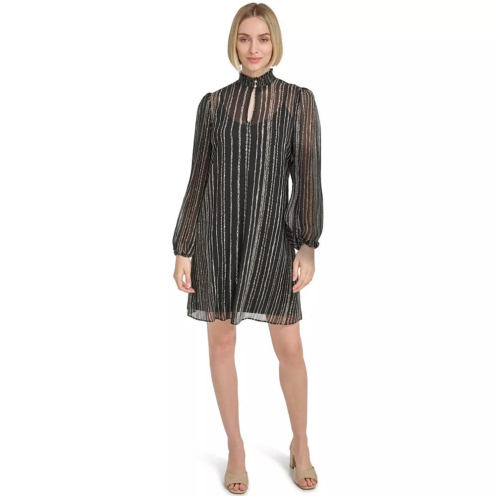 Women's Harper Rose Balloon Sleeve Mockneck Trapeze Dress, Size: 2, Black Team Product Image