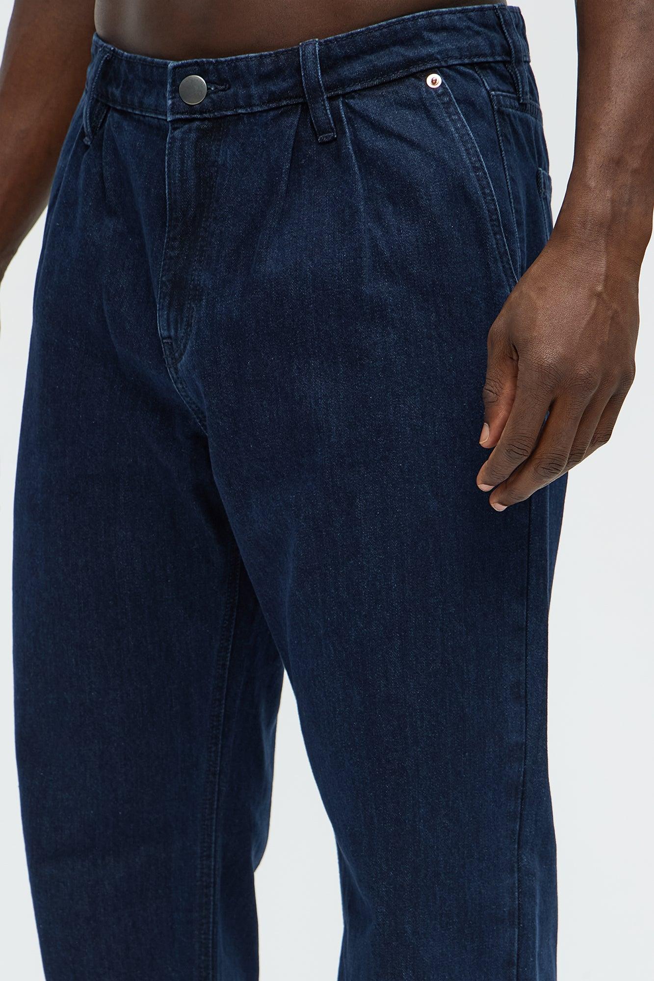 Phoenix Pleated Straight Jeans - Indigo Product Image