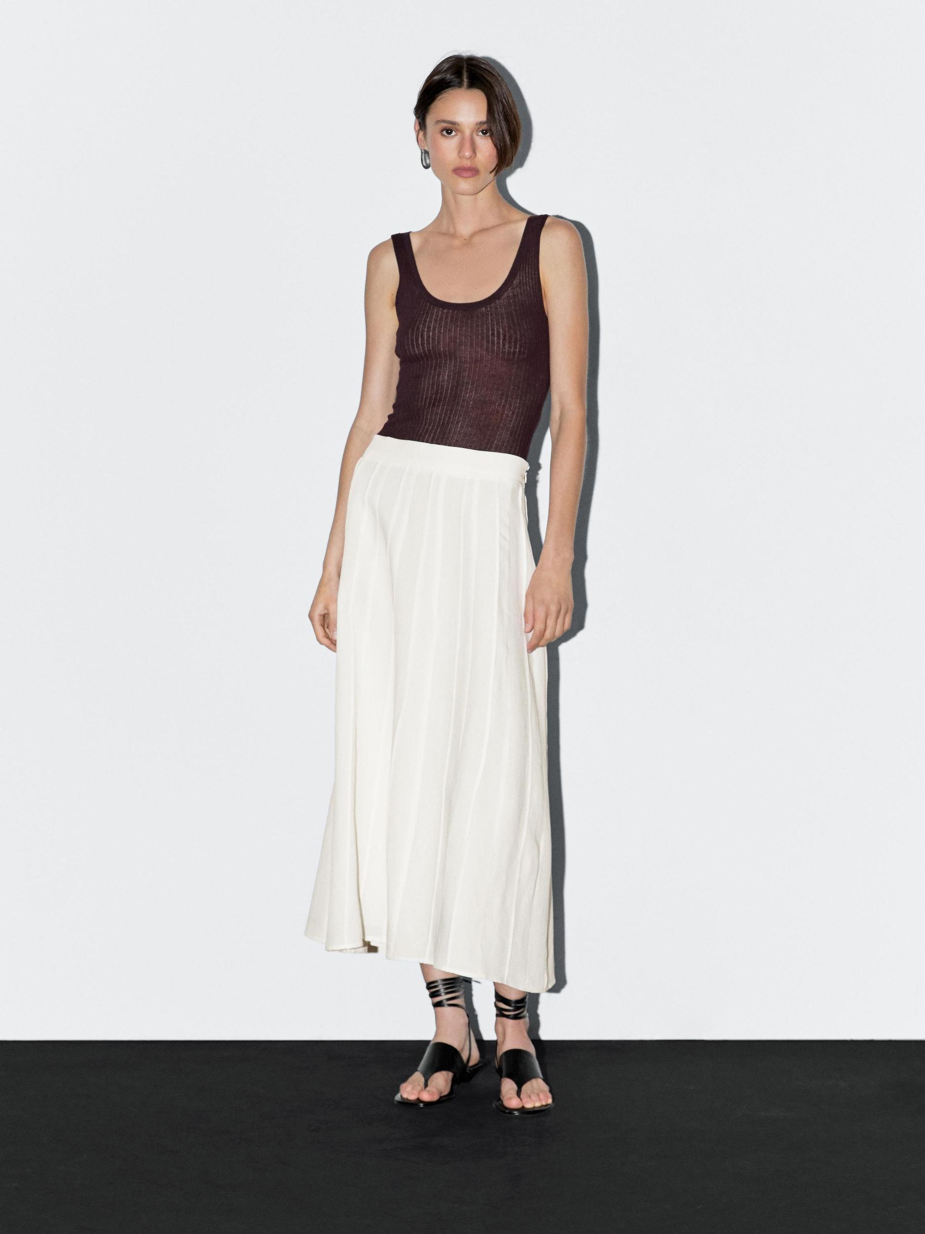 Flared midi skirt with seam details Product Image