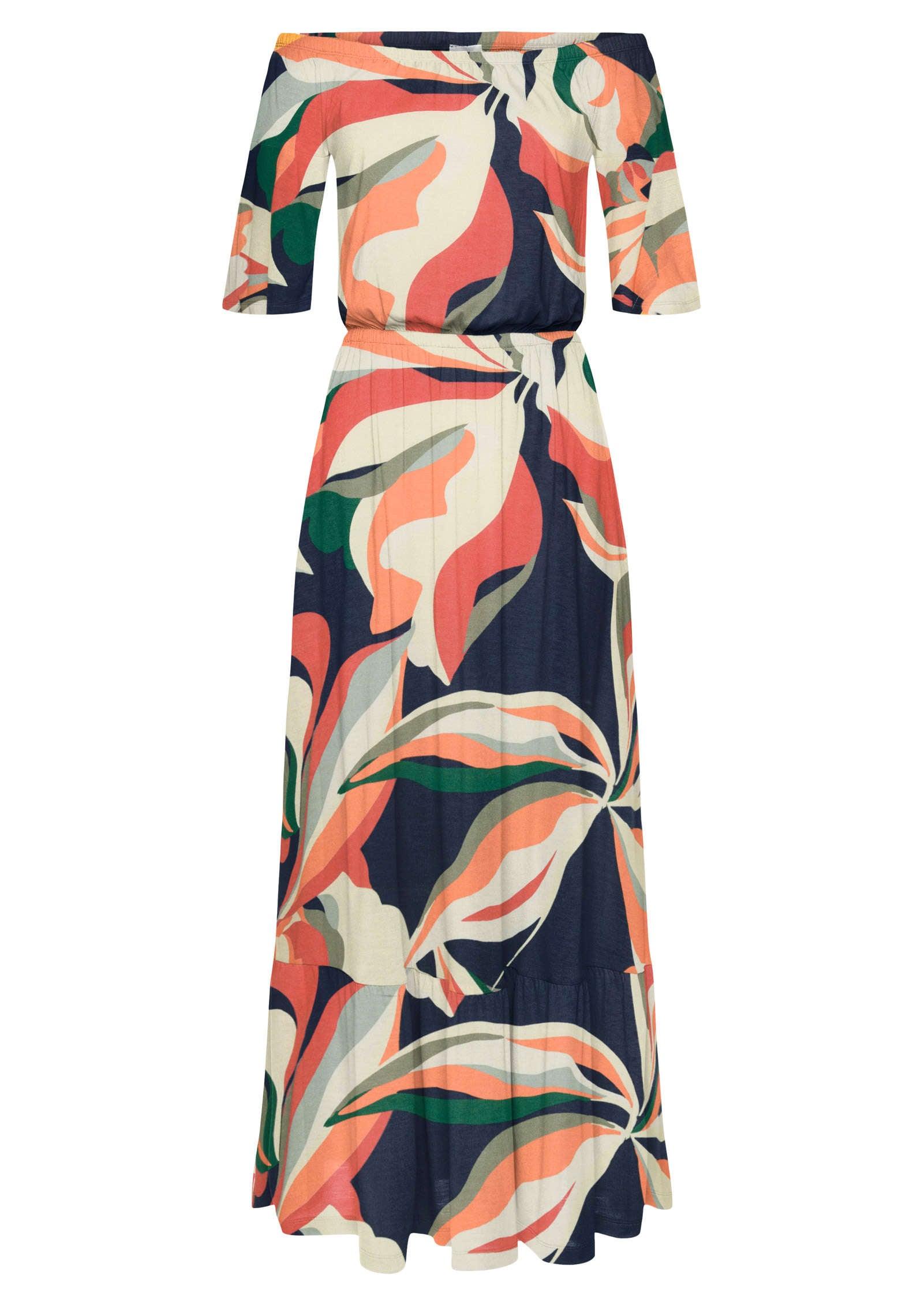 Off-The-Shoulder Maxi Dress - Navy Multi Product Image