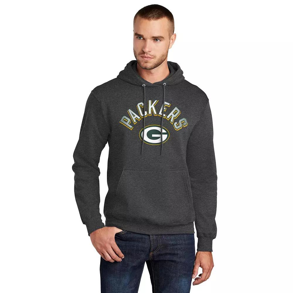 Men's Starter Charcoal Green Bay Packers Arch Over Logo Pullover Hoodie,  Product Image