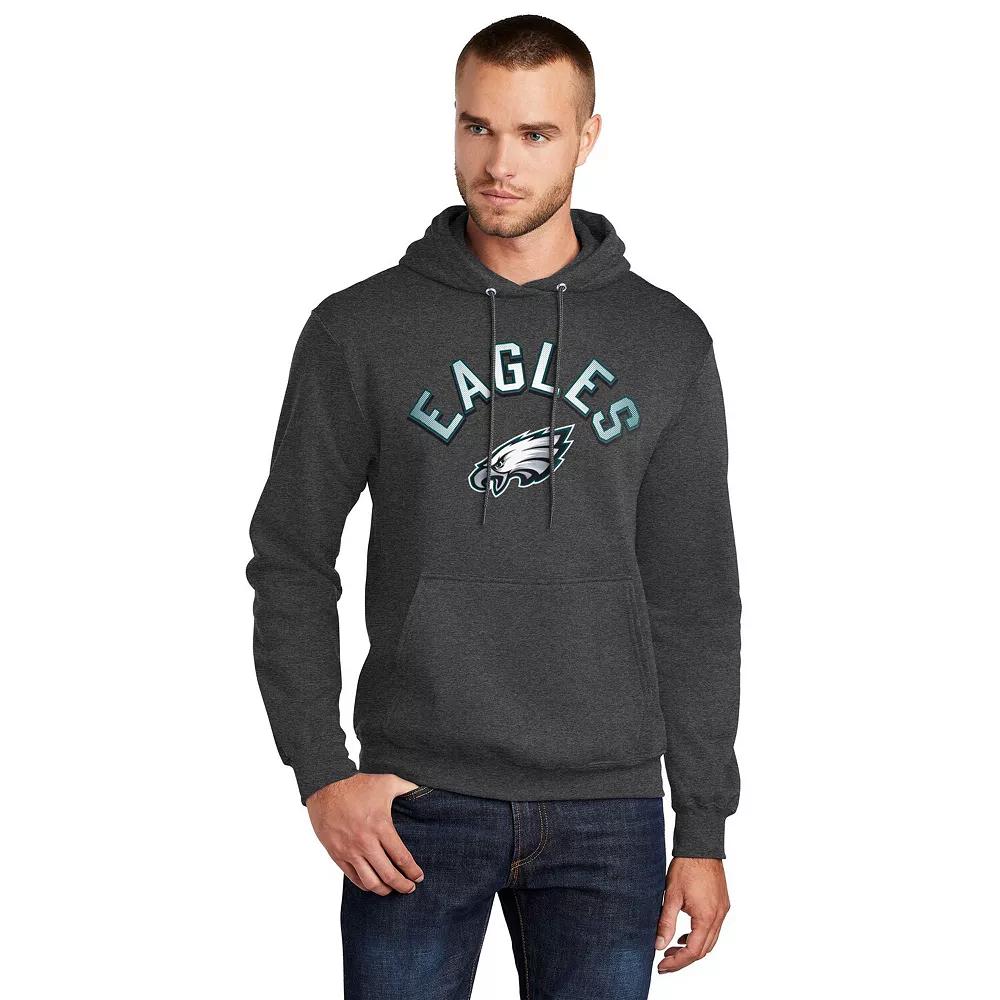 Men's Starter Charcoal Philadelphia Eagles Arch Over Logo Pullover Hoodie,  Product Image