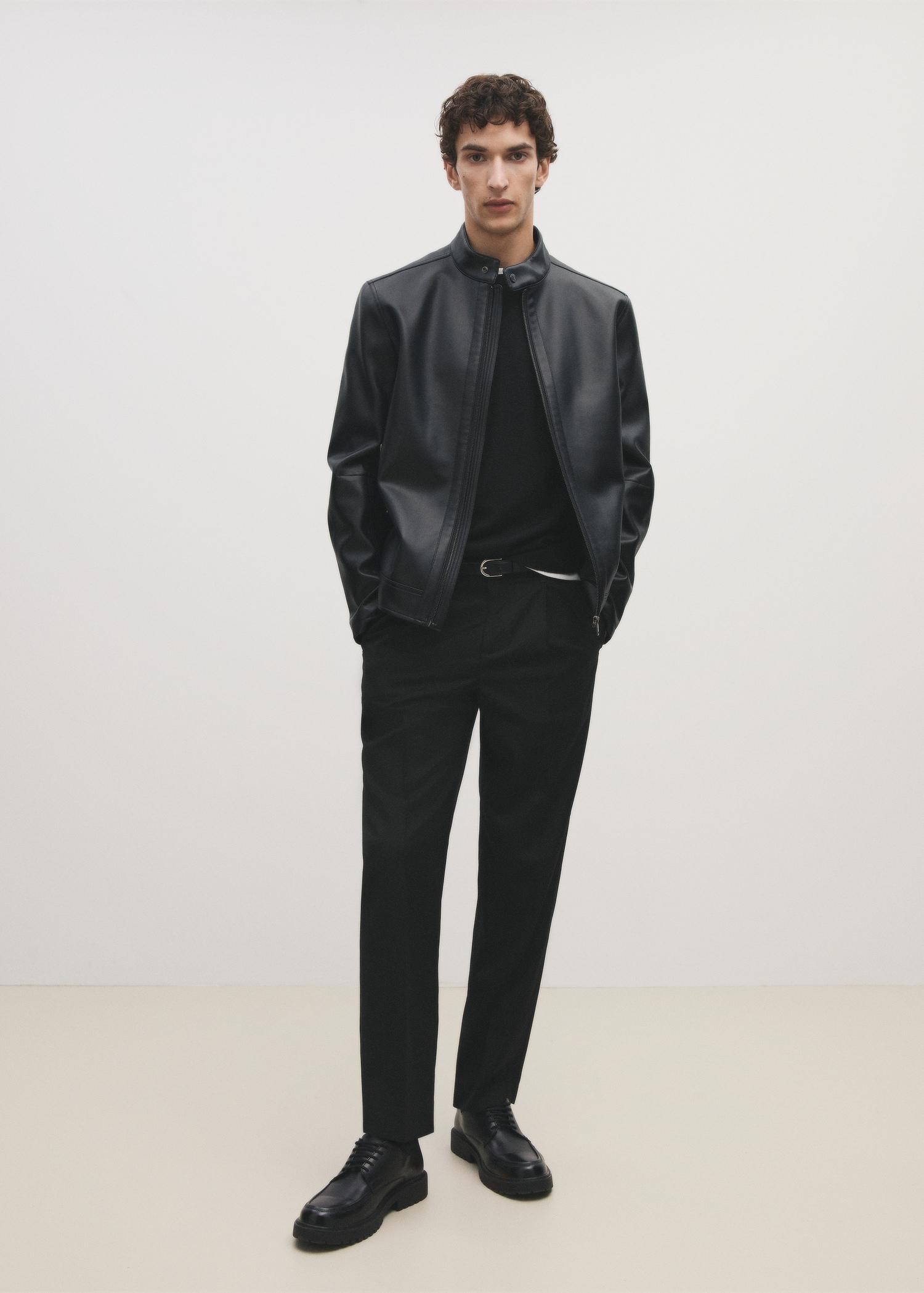 Nappa leather-effect jacket - Men | MANGO USA Product Image