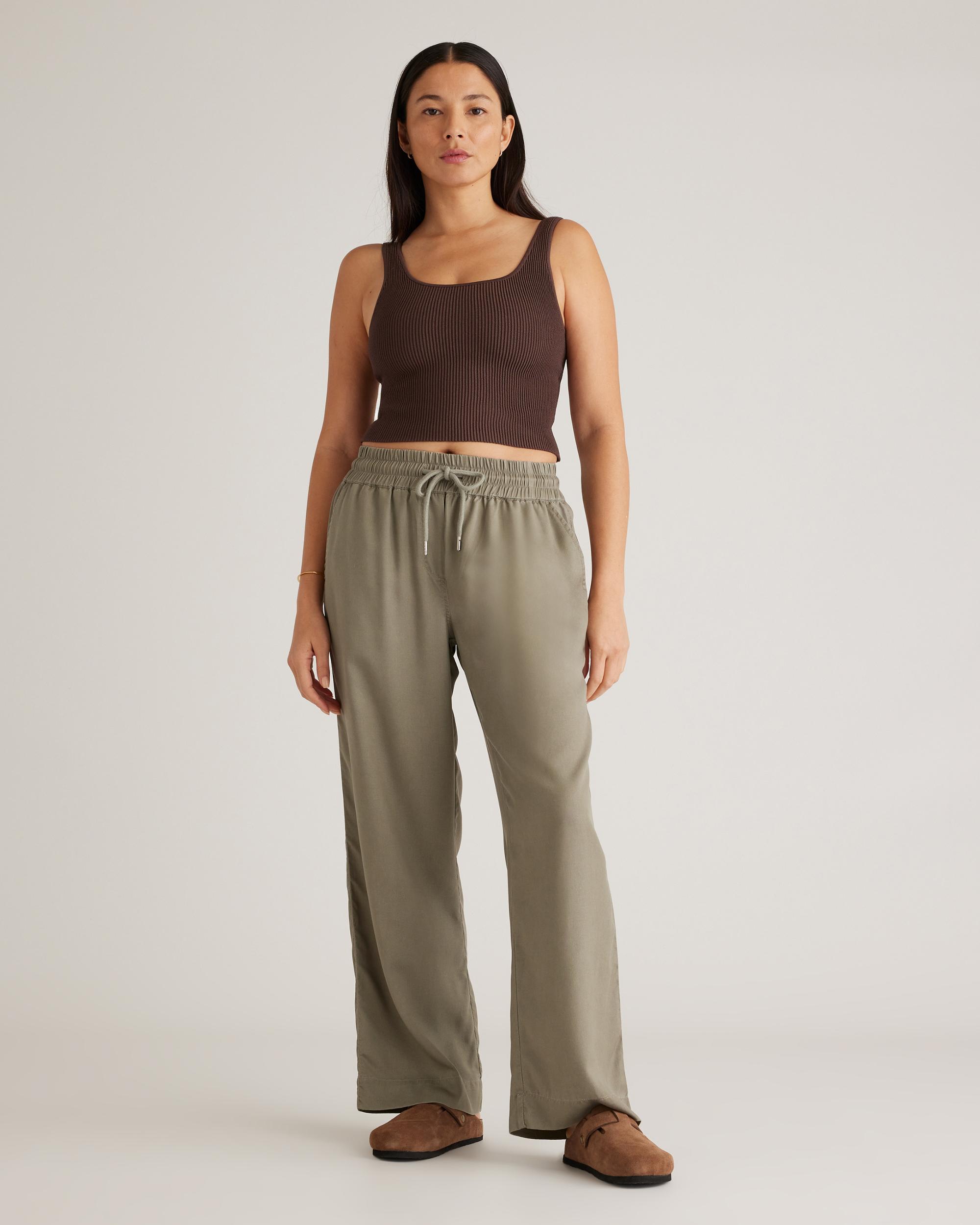 Quince | Women's Cropped Square Neck Ribbed Knit Tank Top Recycled nylon/polyester/spandex Product Image