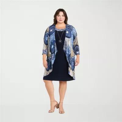 R & M Richards Womens Jacket Dress With Removable Necklace Plus Product Image