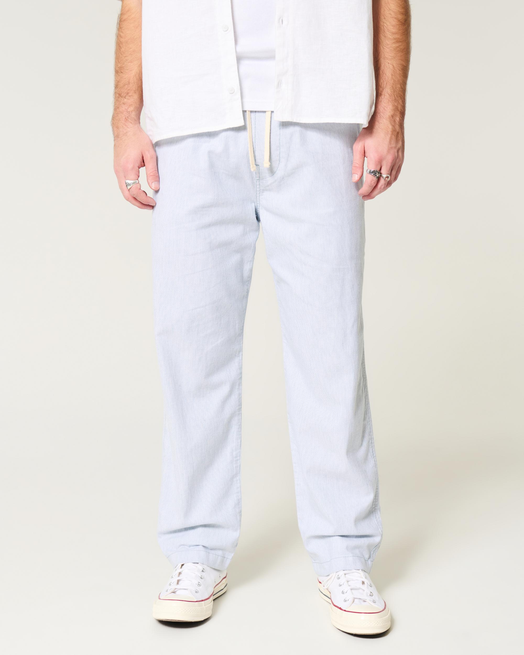 Linen-Blend Loose Pull-On Pants Product Image