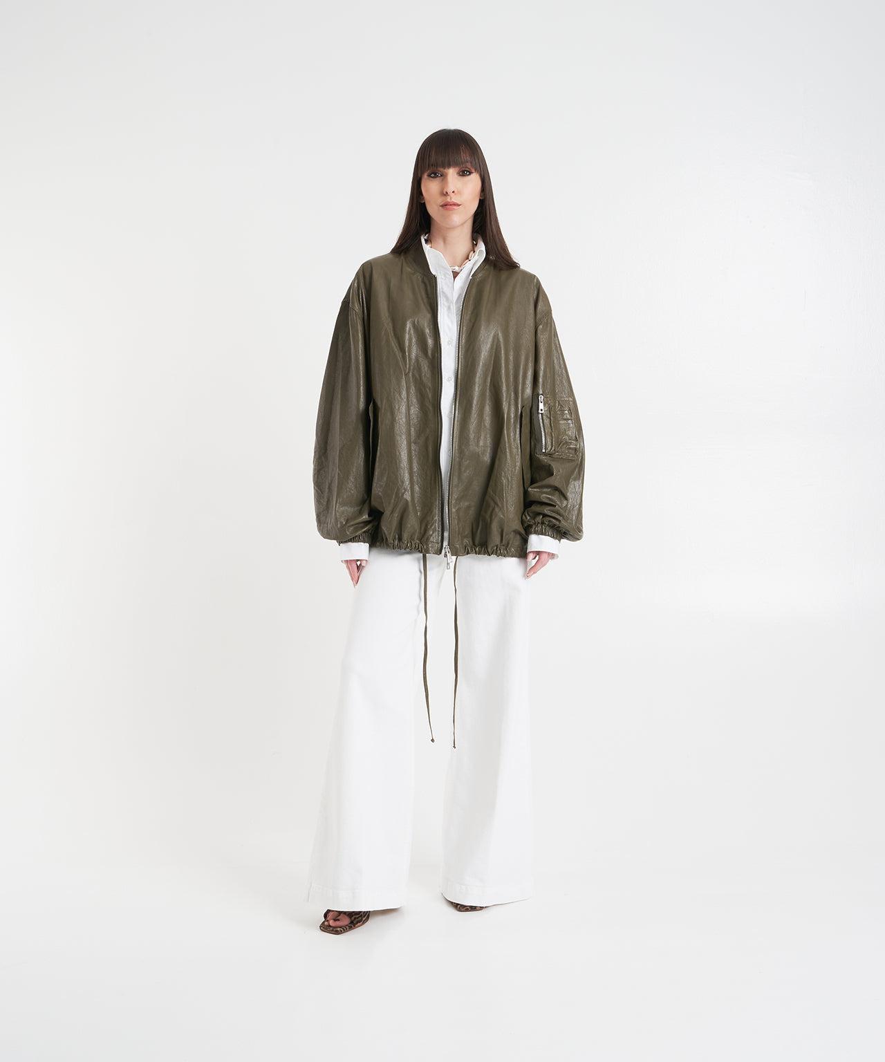 Leather bomber jacket Product Image