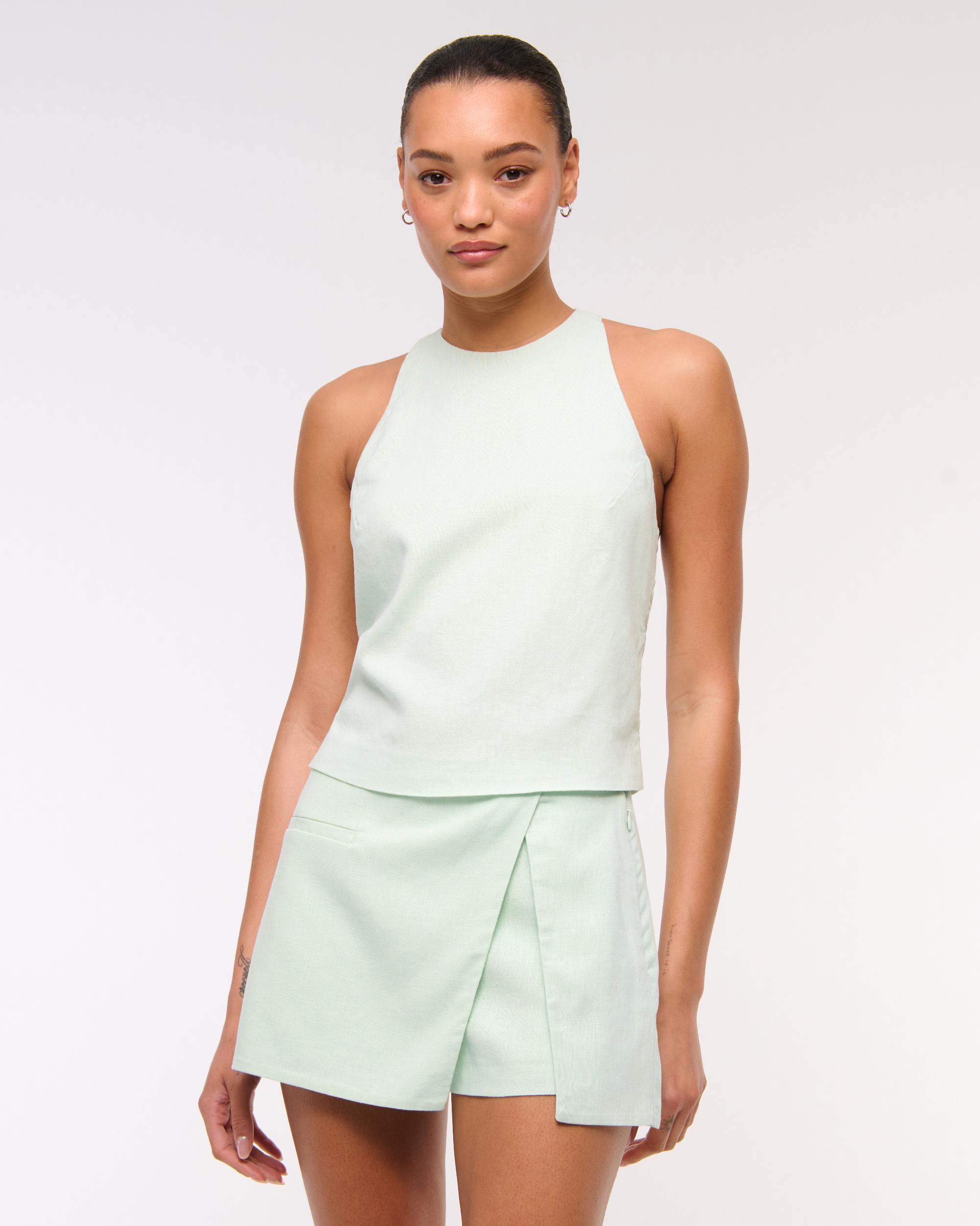 Mid Rise Tailored Micro Wrap Mini Skort Product Image