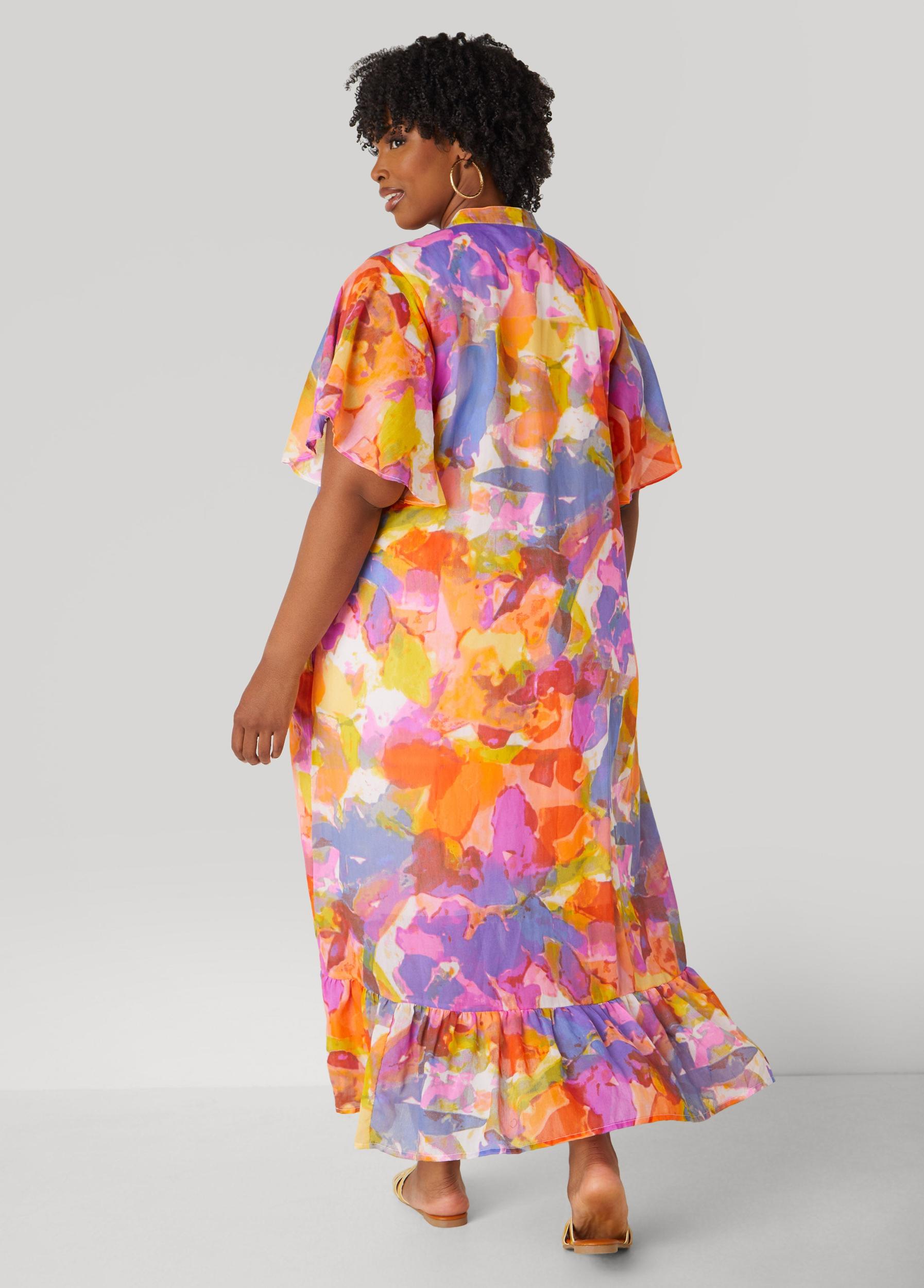Pleated Watercolor Maxi Dress Product Image