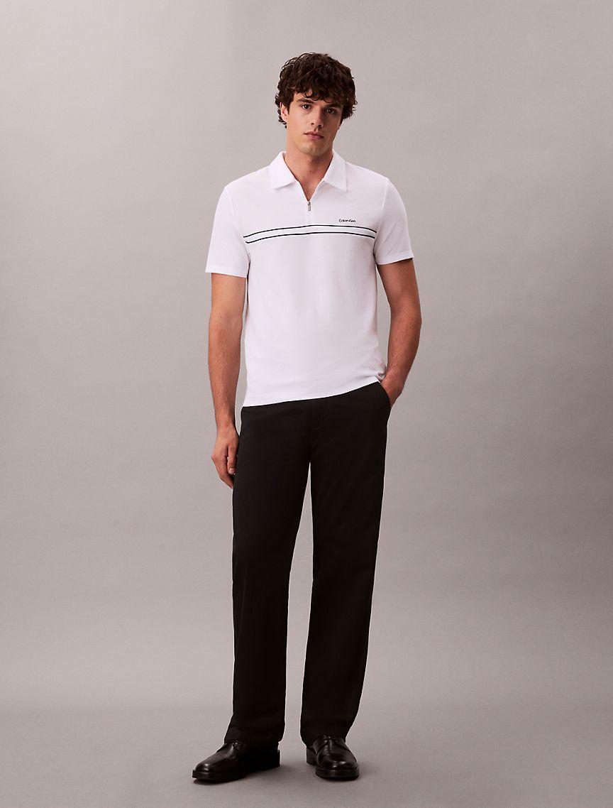Contrast Piping Quarter Zip Polo Shirt  Product Image