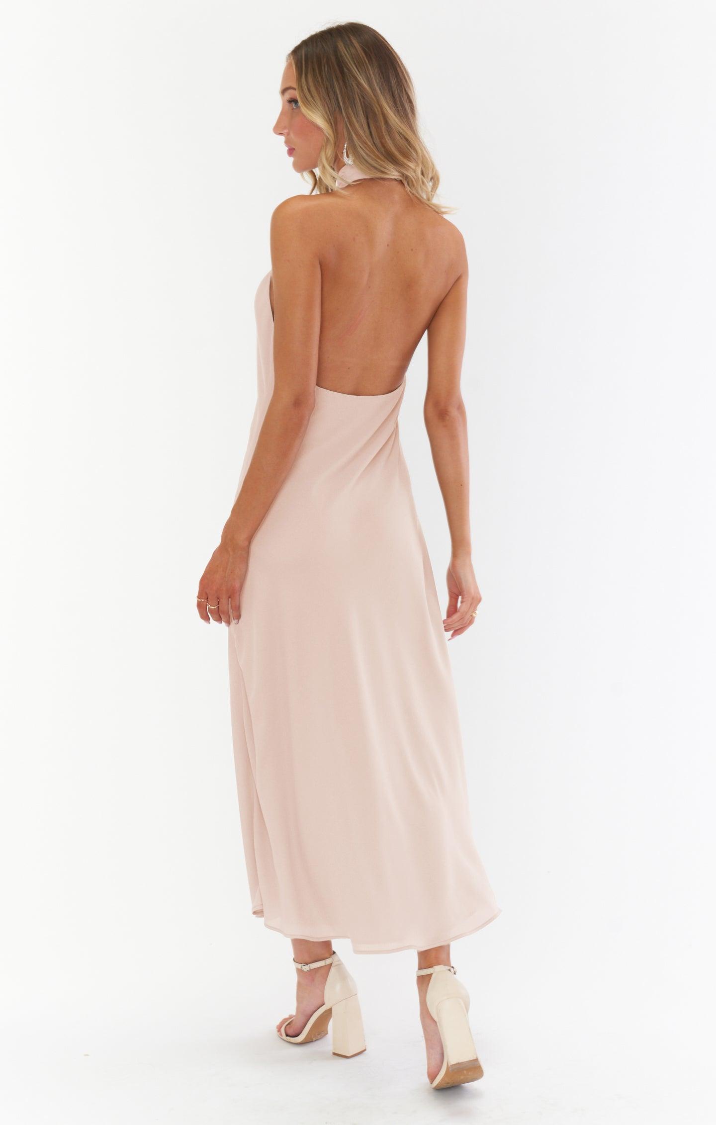 Jasmine Halter Midi Dress ~ Dusty Blush Crisp Product Image