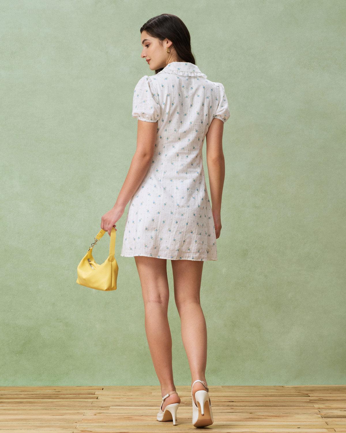White Floral Chelsea Mini Dress Product Image
