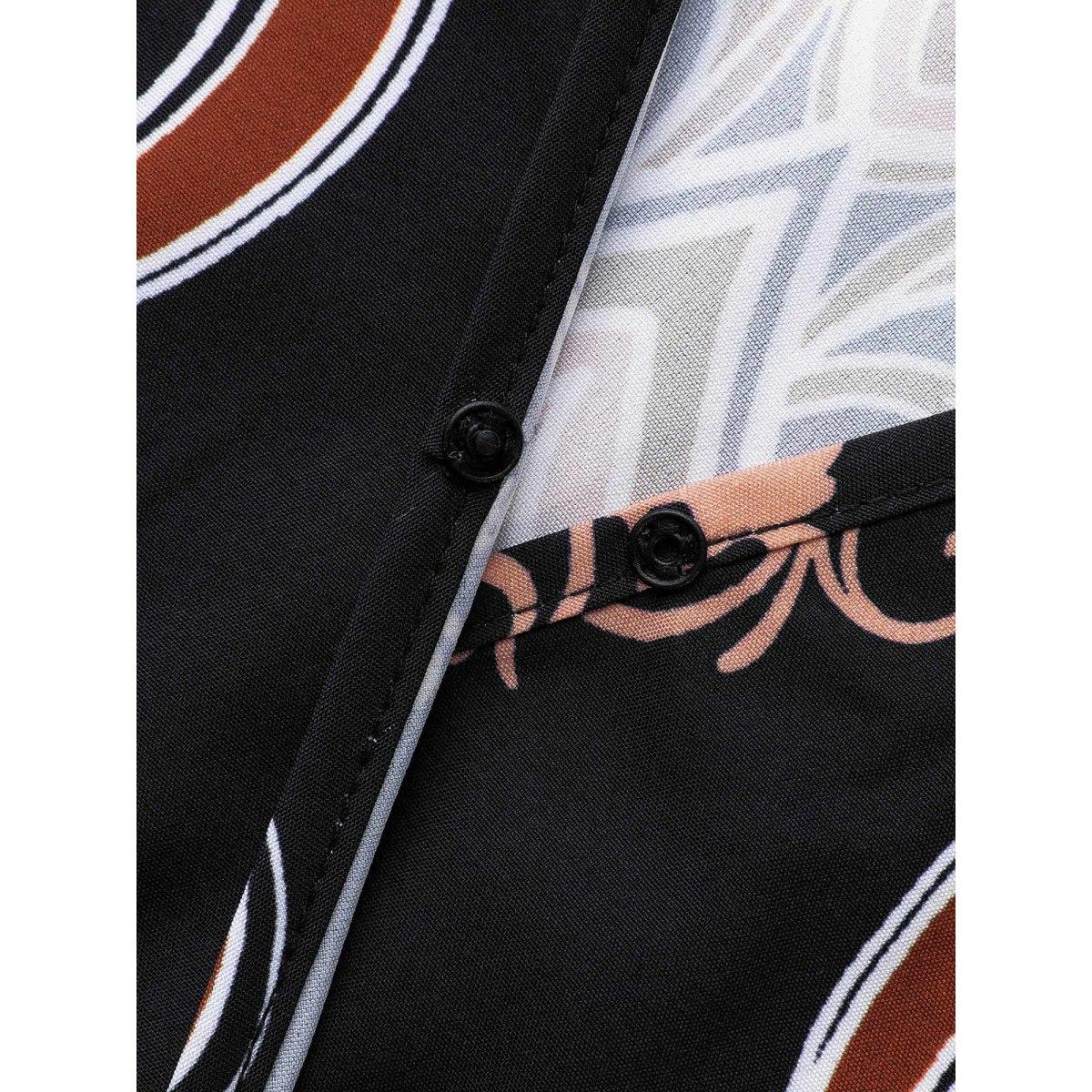 Plus Size Bandana Overlap Collar Elastic Waist Dress Black Women Resort Non Overlap Collar Long Sleeve Curvy BloomChic 30/6X Product Image