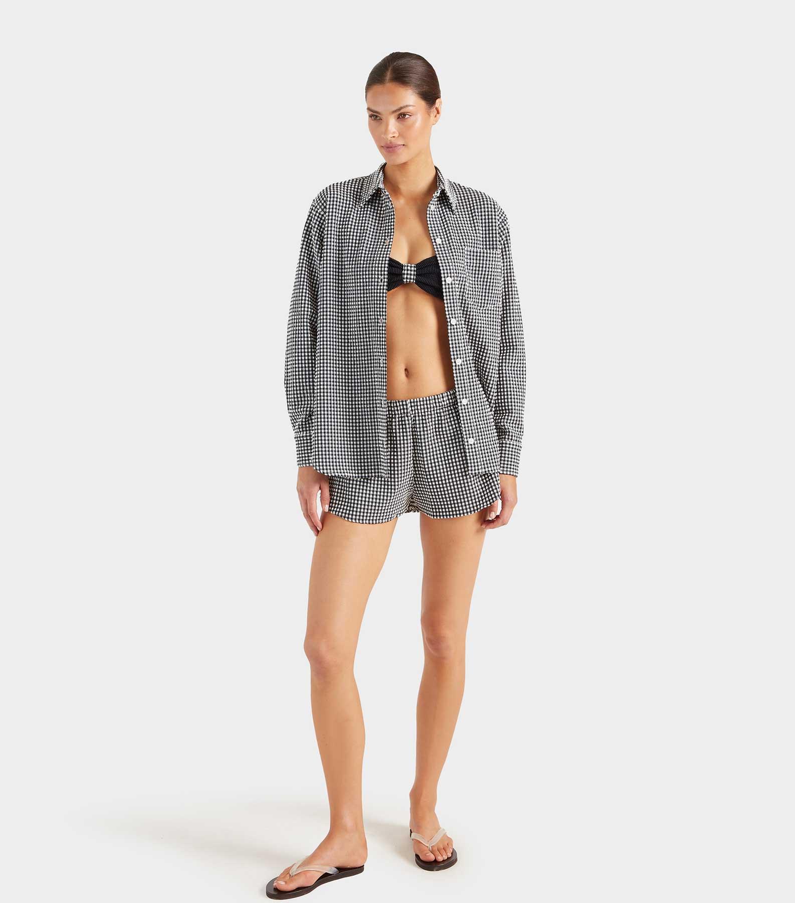 Gingham Seersucker Shirt - Black Gingham Product Image