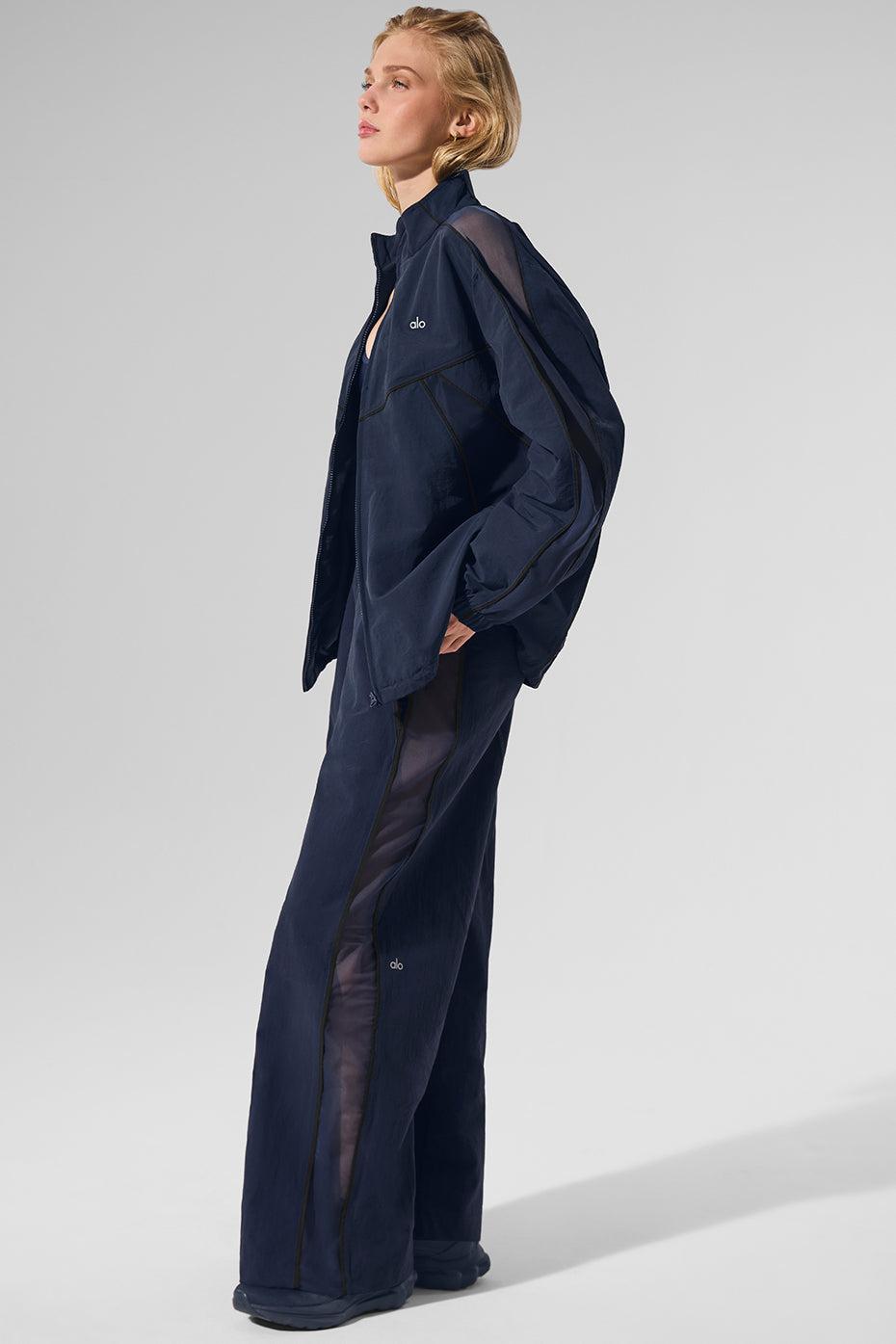 High-Waist Origin Wide Leg Track Pant - Navy/Black Product Image