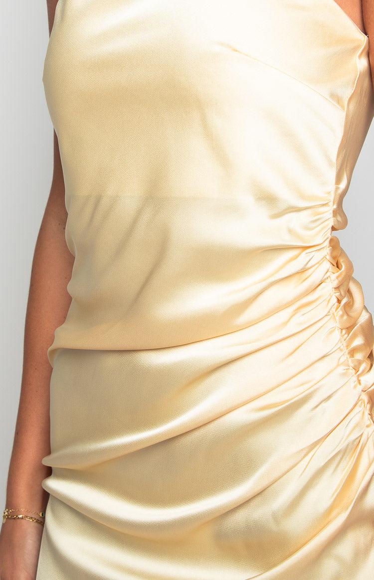 Kyla Yellow Satin Maxi Dress Product Image