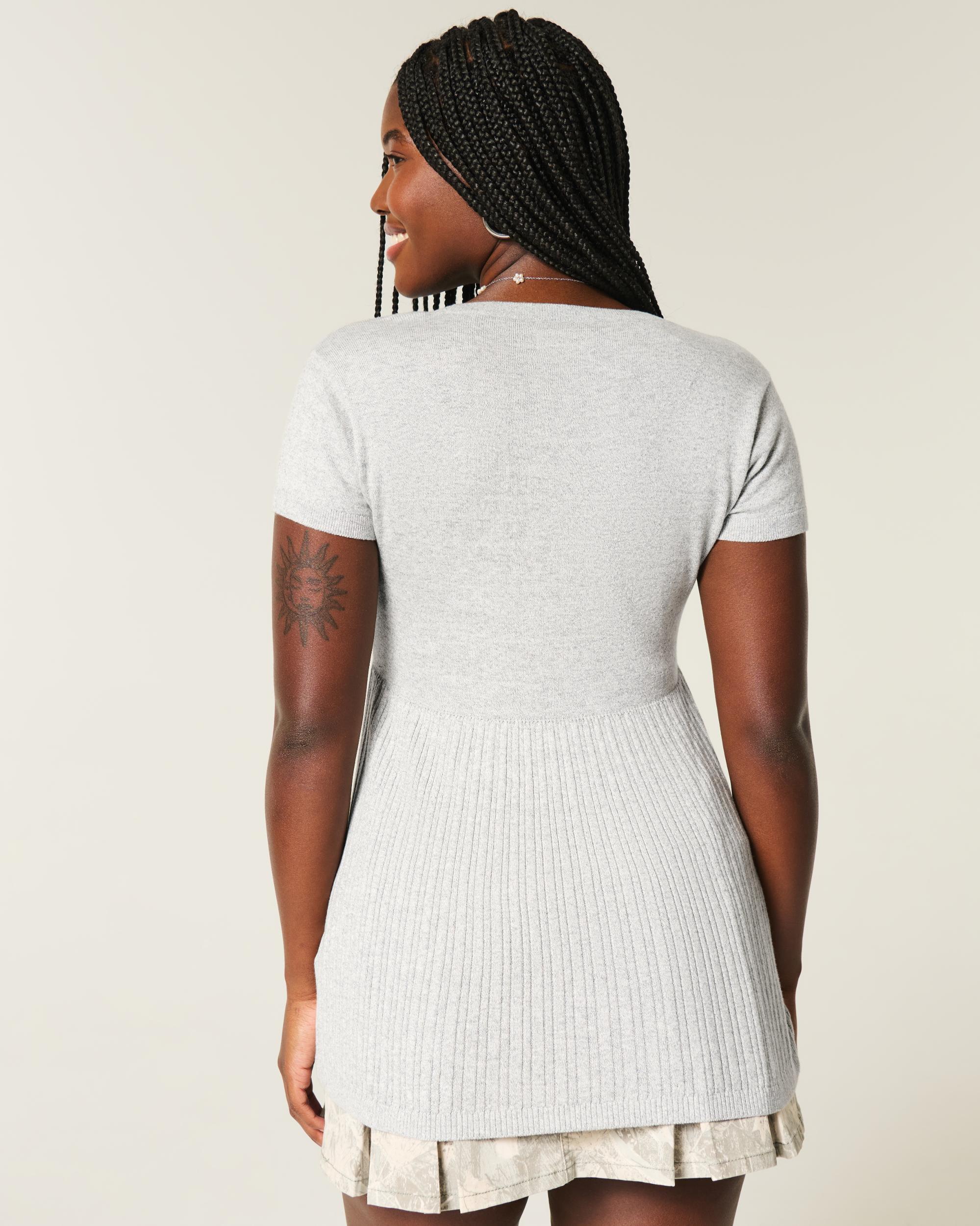 Short-Sleeve Henley Babydoll Top Product Image