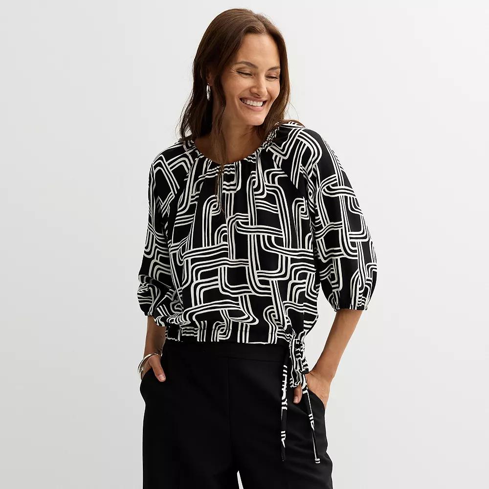 Petite Nine West Cinched Waist Top, Women's, Size: XXL Petite, Black Small Relinks Product Image