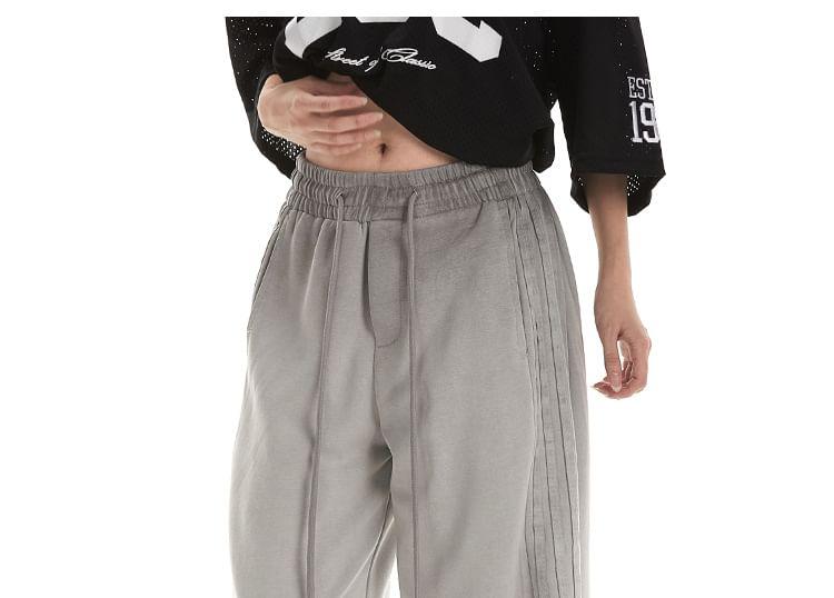 Stripe-Accent Loose-Fit Wide-Leg Sweatpants Product Image