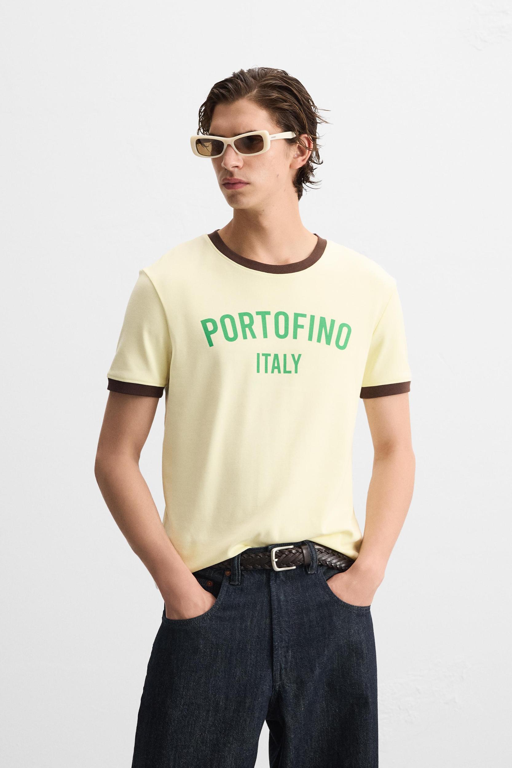 CONTRAST TEXT RIBBED T-SHIRT Product Image