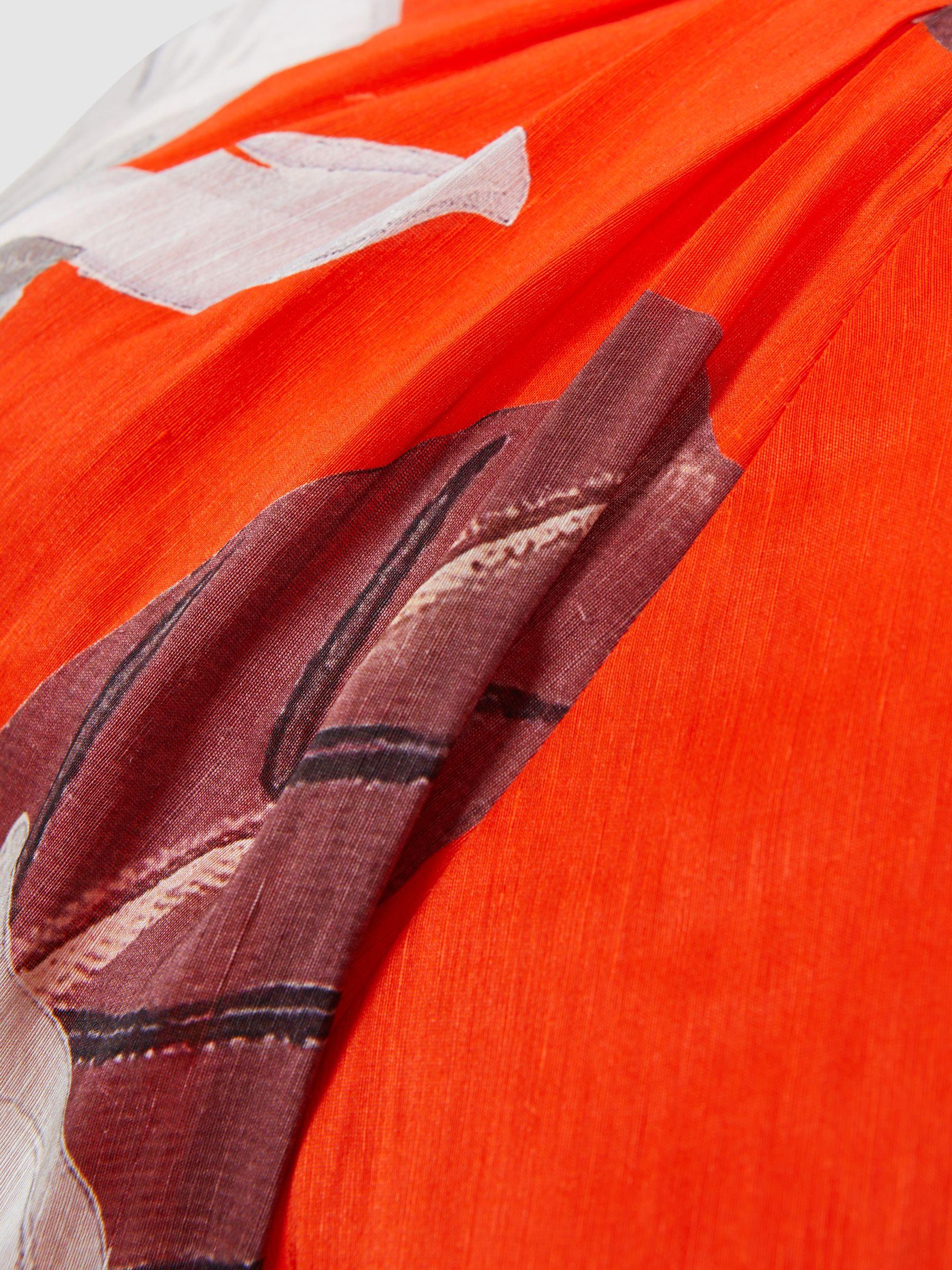 Florere Linen Silk Puff Sleeve Mini Dress in Orange Product Image