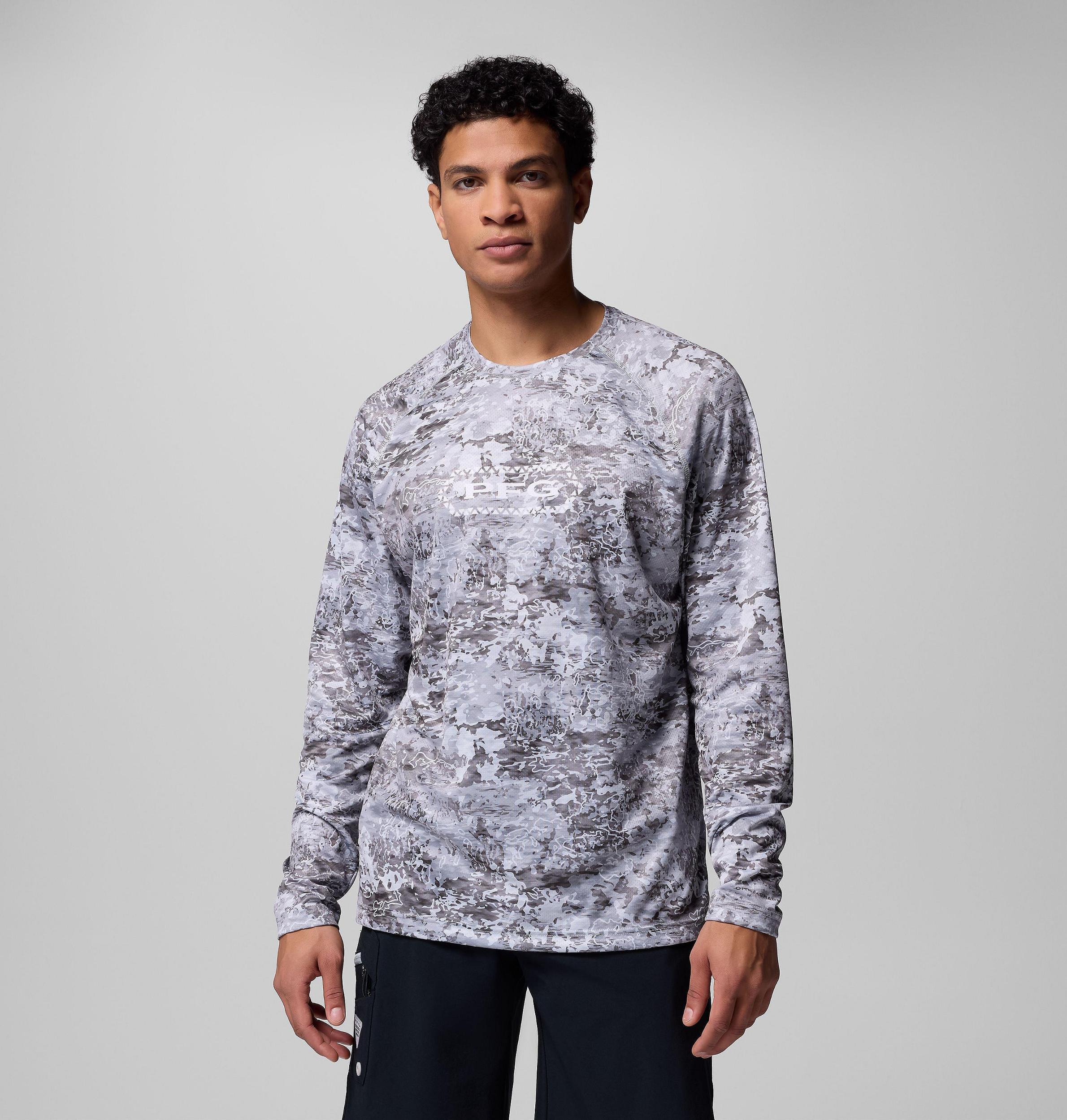 Columbia Mens PFG Super Solar Stream Border Hex Long Sleeve Shirt- Product Image