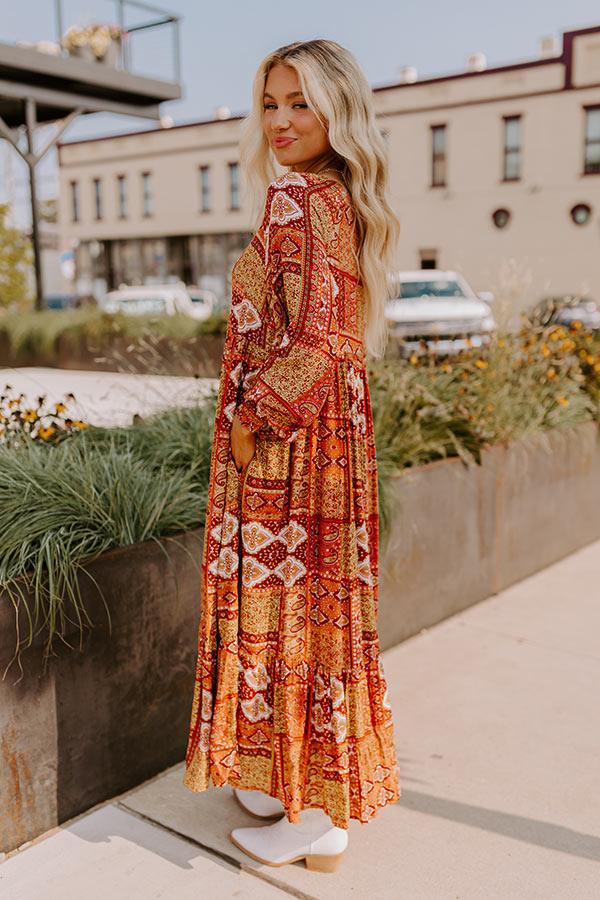 Orchard Oasis Paisley Maxi Dress in Wine Product Image