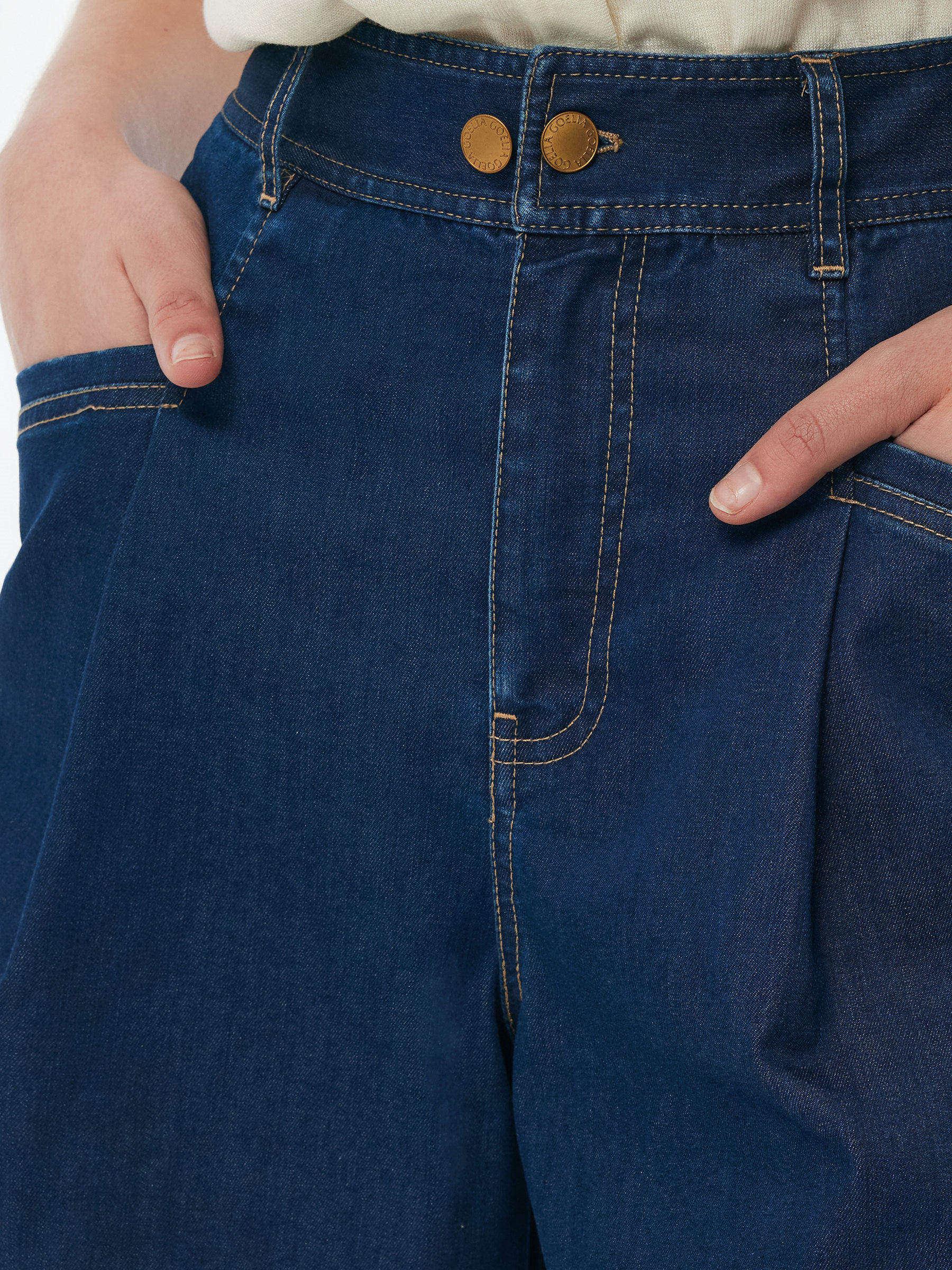 Denim Stretch Adjustable High-Waisted Women Shorts Product Image