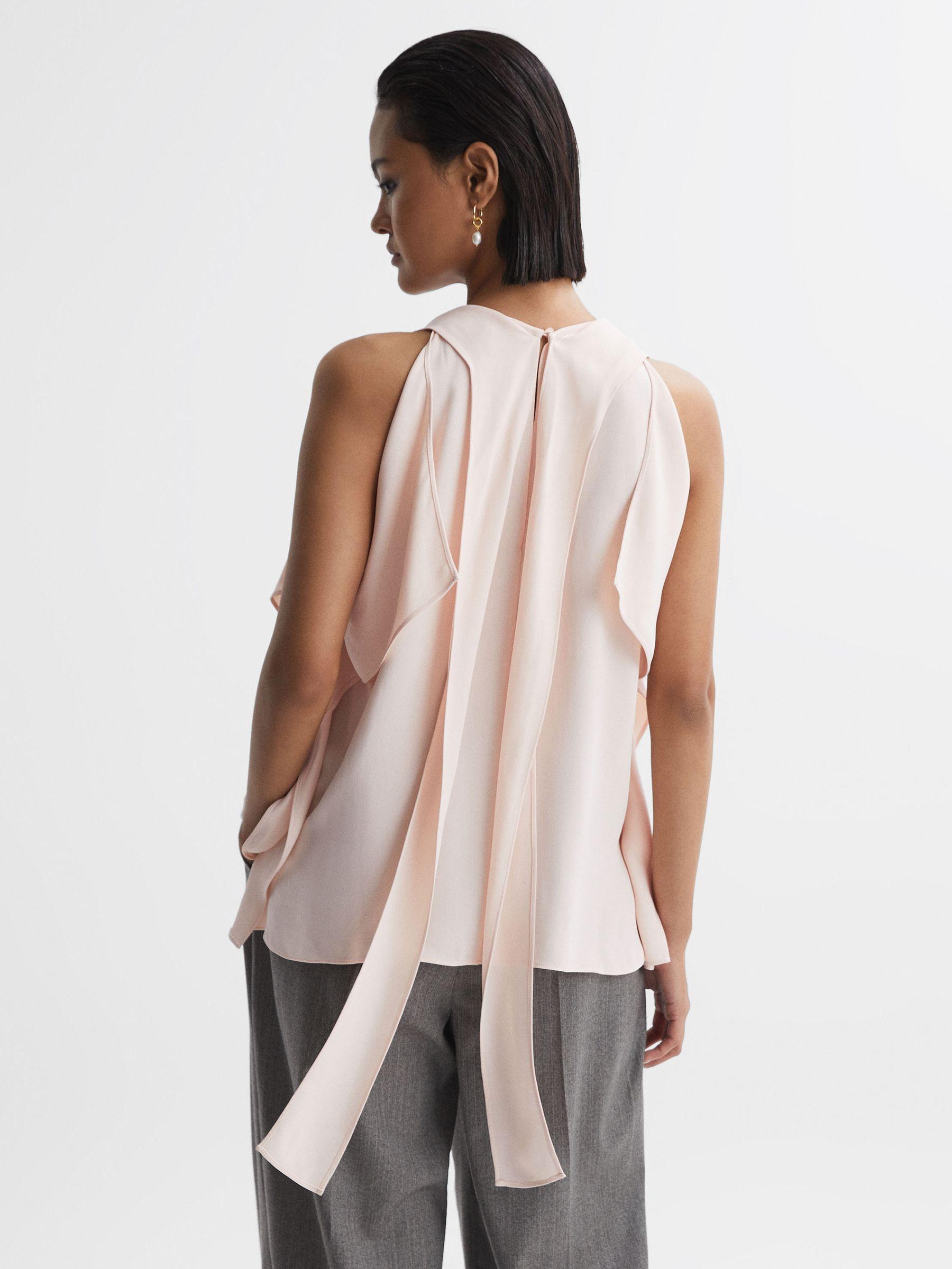 Tie Neck Draped Blouse in Nude Product Image