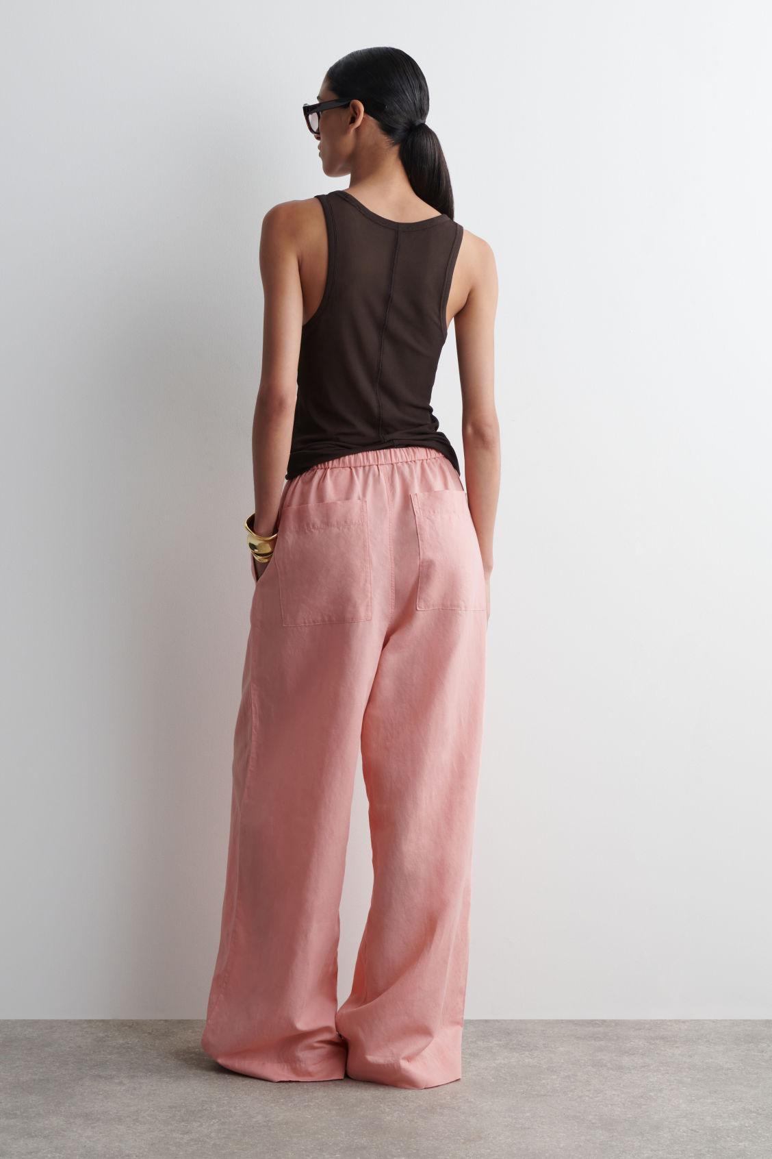WIDE-LEG LINEN DRAWSTRING PANTS Product Image