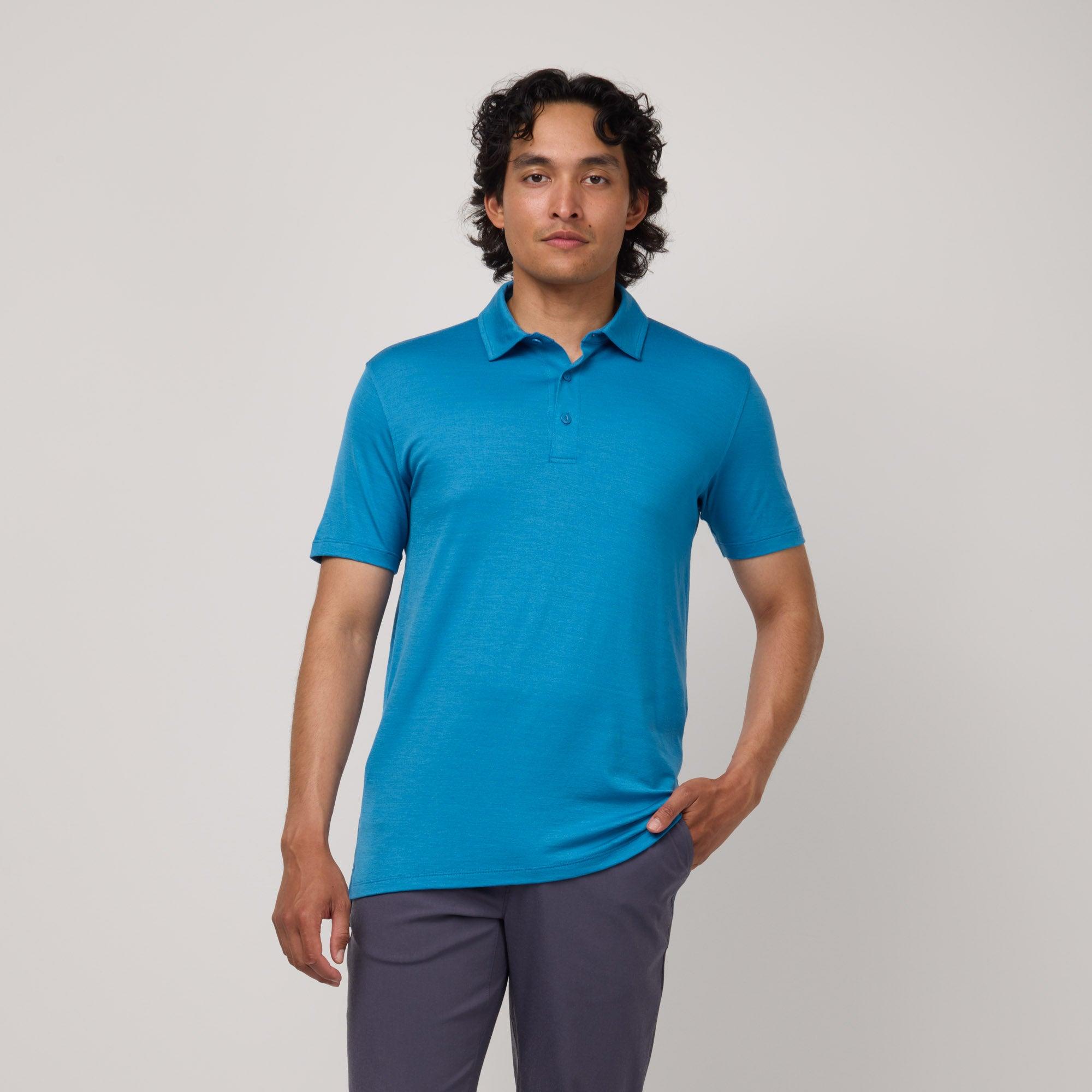 Merino Wool Polo | Cerulean Blue Product Image