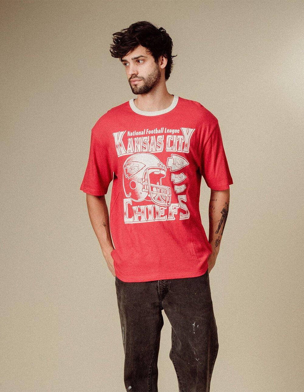 JUNK FOOD Kansas City Chiefs Oversized Ringer Tee Oversized Ringer Tee - RED Product Image