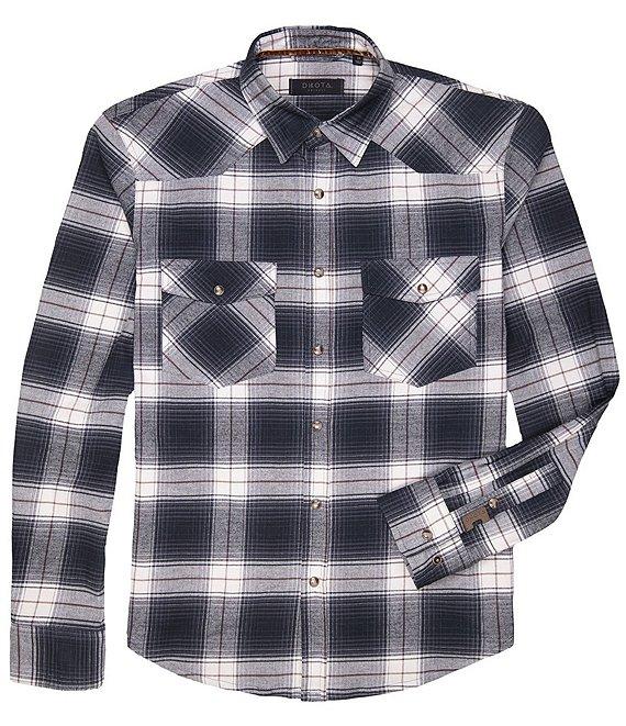 Dakota Grizzly Dutton Stretch Flannel Long Sleeve Plaid Woven Shirt Product Image