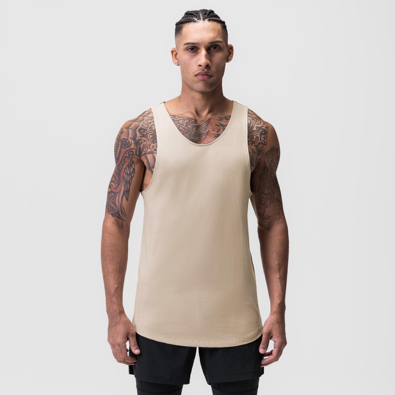 0808. Supima® Vented Tank - Beige Product Image