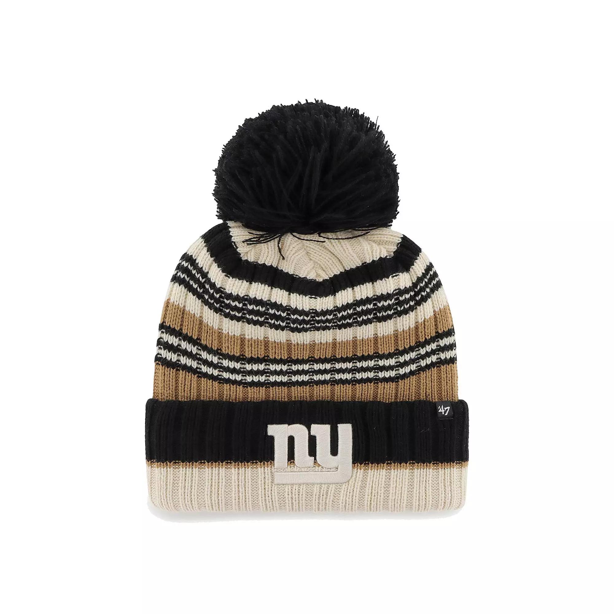 Women's '47 Natural New York Giants Barista Cuffed Knit Hat with Pom, Beige Product Image