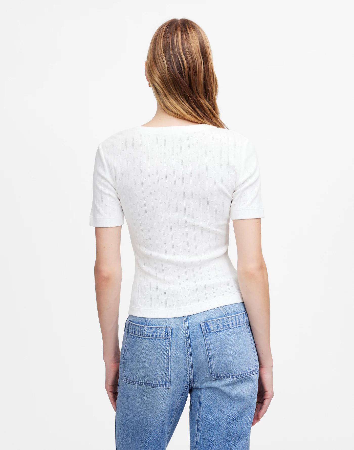 Pointelle Notch Neck Tee Product Image
