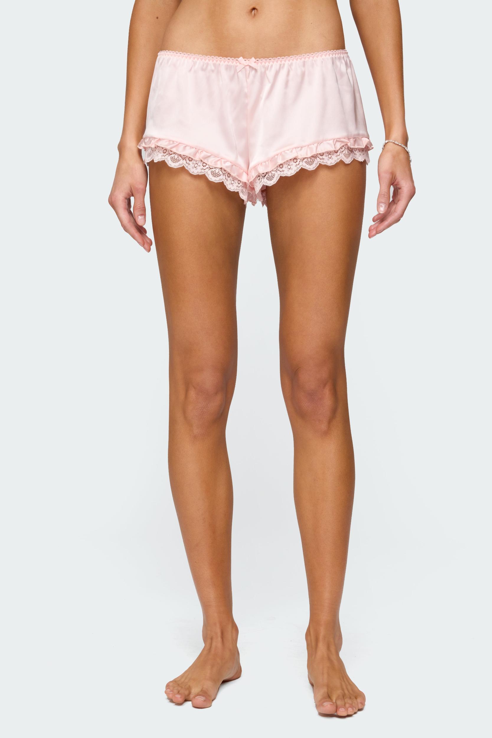 Clair Ruffle Lacey Satin Effect Shorts Product Image