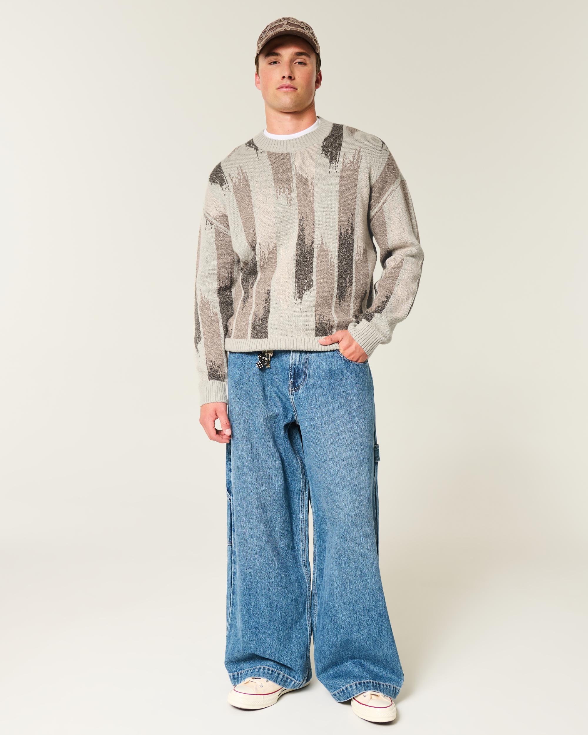Boxy Cable-Knit Crew Sweater Product Image