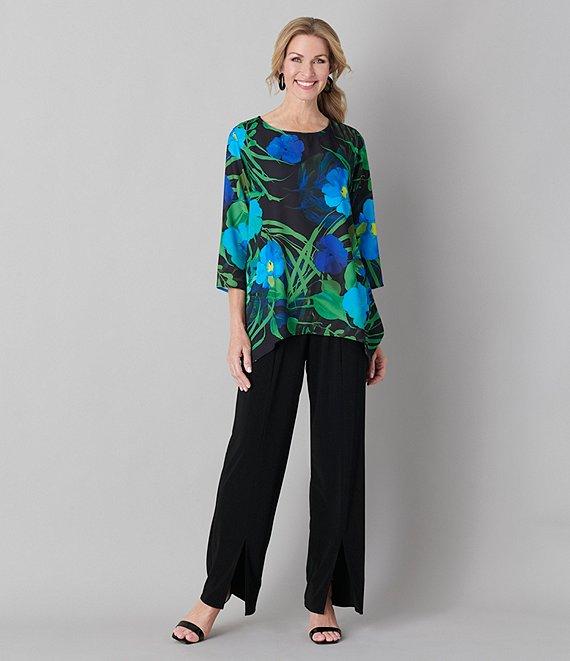 Caroline Rose Stretch Knit Split Hem Pull-On Pants Product Image