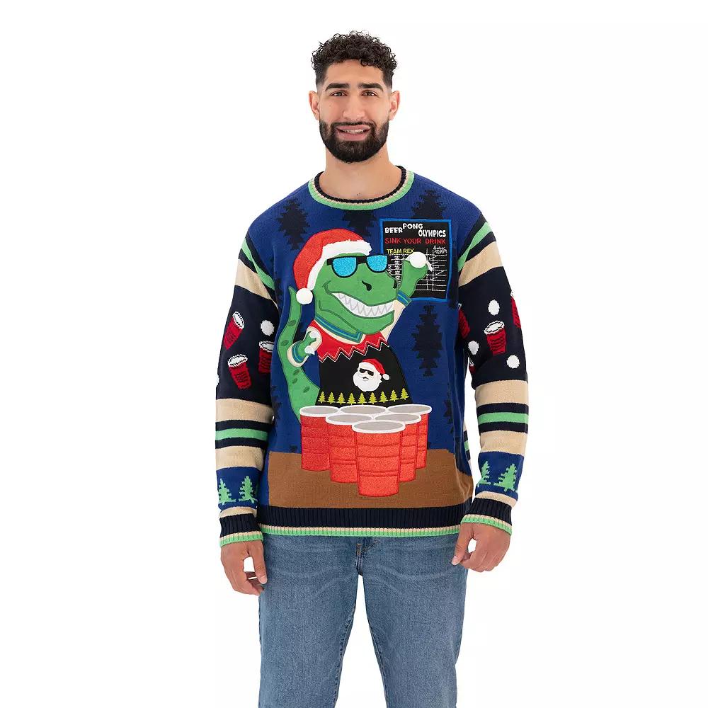 Big & Tall Celebrate Together™ Merry Rexmas Ugly Christmas Sweater, Men's, Size: 2XB, Pong Olympics Trex Product Image
