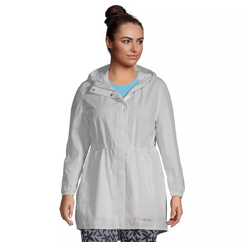 Plus Size Lands End Hooded Packable Raincoat, Womens Deep Blue Product Image