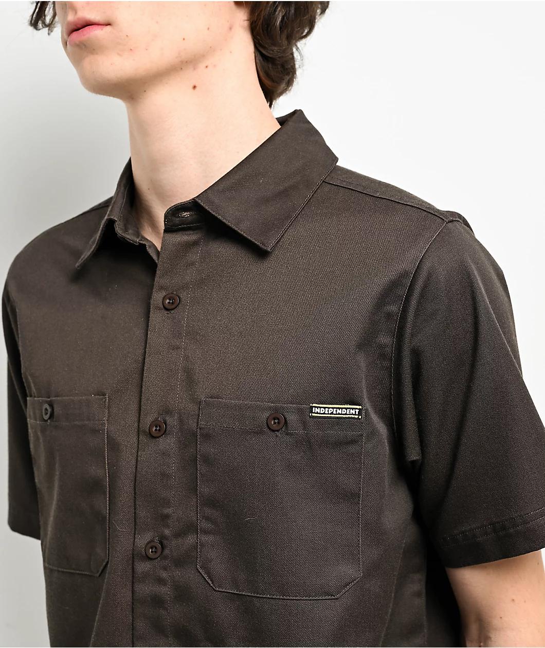 Independent Ride The Best Victory Brown Short Sleeve Button Up Shirt Product Image