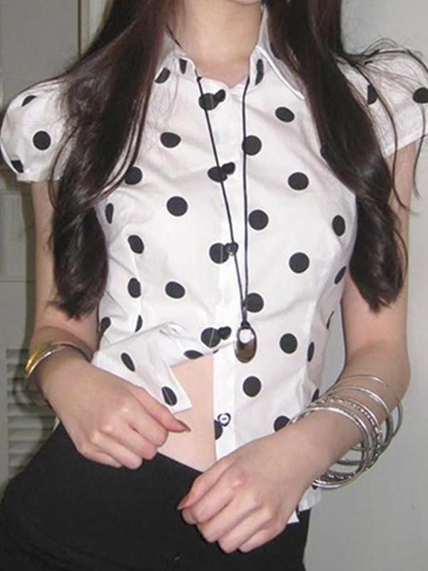 Polka Dot Print Short Sleeves Shirts Product Image