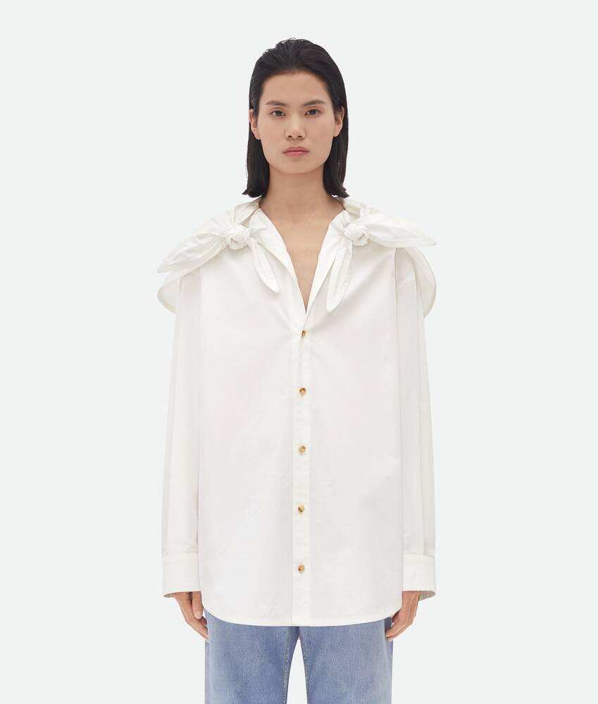 Women's Compact Cotton Shirt With Knots in White Product Image