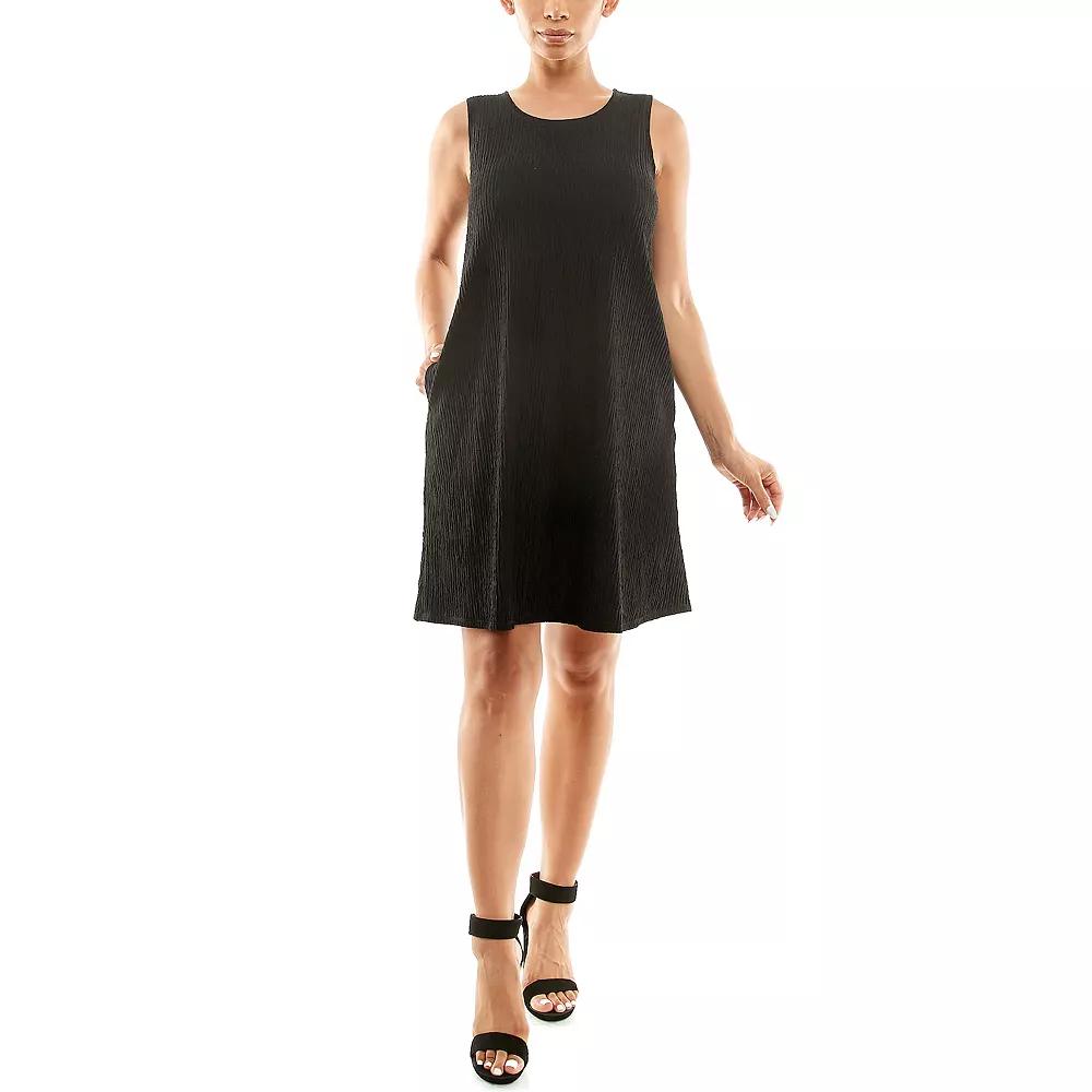 Women's Nina Leonard Sleeveless Textured Trapeze Dress, Size: Large, Black Product Image