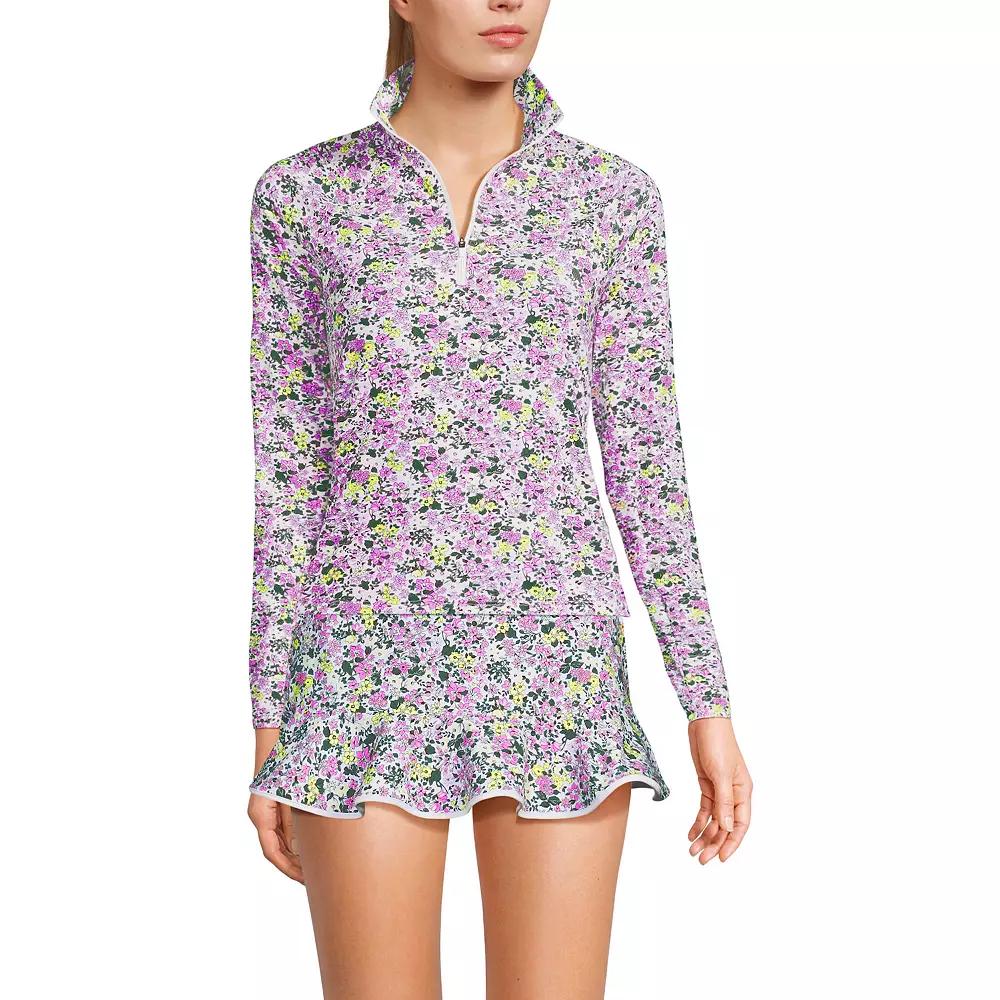 Women's Lands' End Long Sleeve Quarter Zip Swim Top, Size: XS, Icy Mint Green Product Image